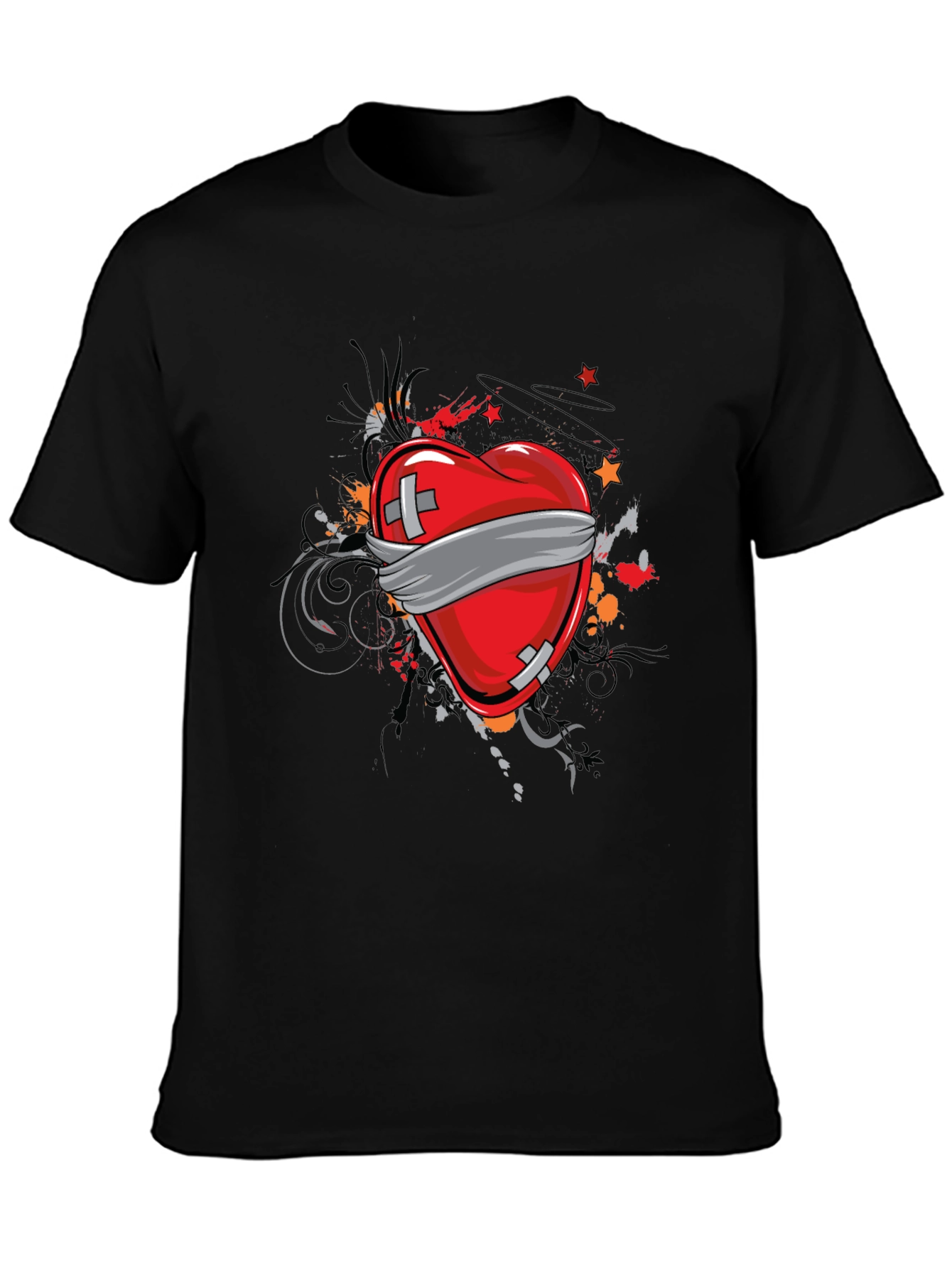 Camiseta Negra Corazón Vendado