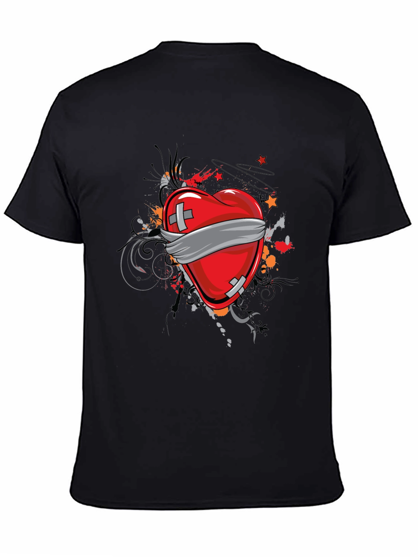 Camiseta Negra Corazón Vendado
