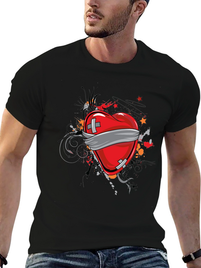 Camiseta Negra Corazón Vendado