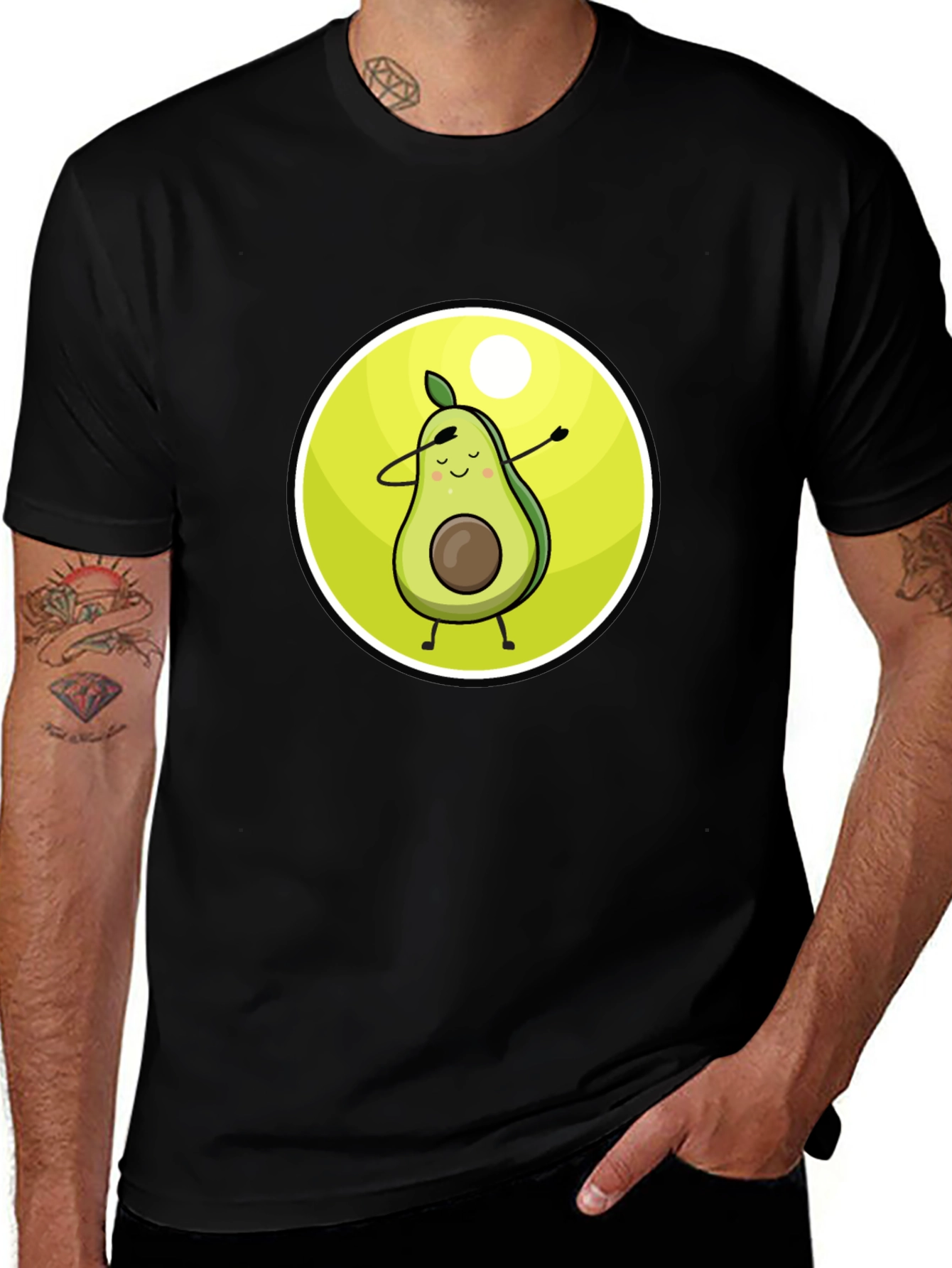 Camiseta Negra con Aguacate Dabbing