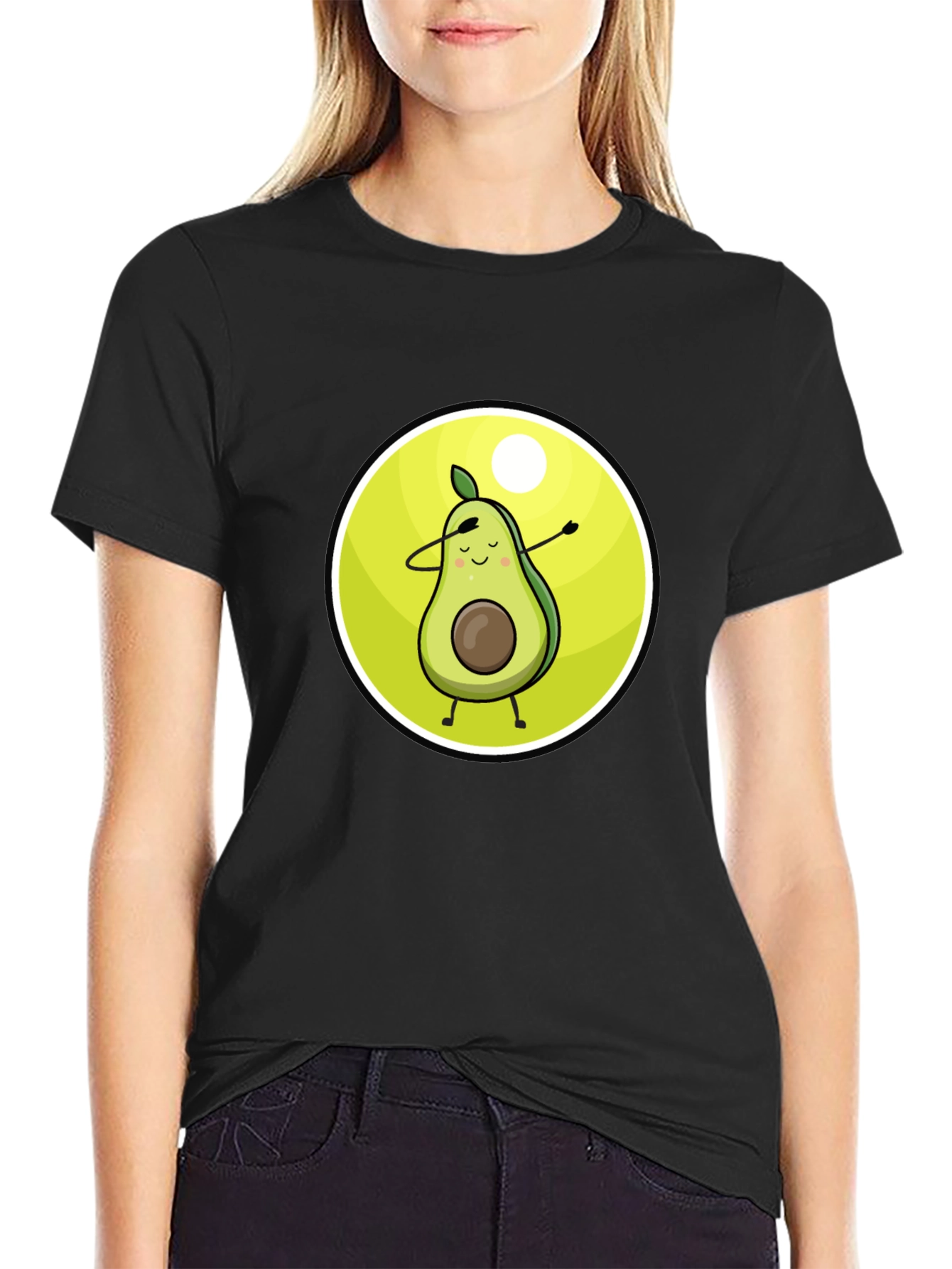 Camiseta Negra con Aguacate Dabbing