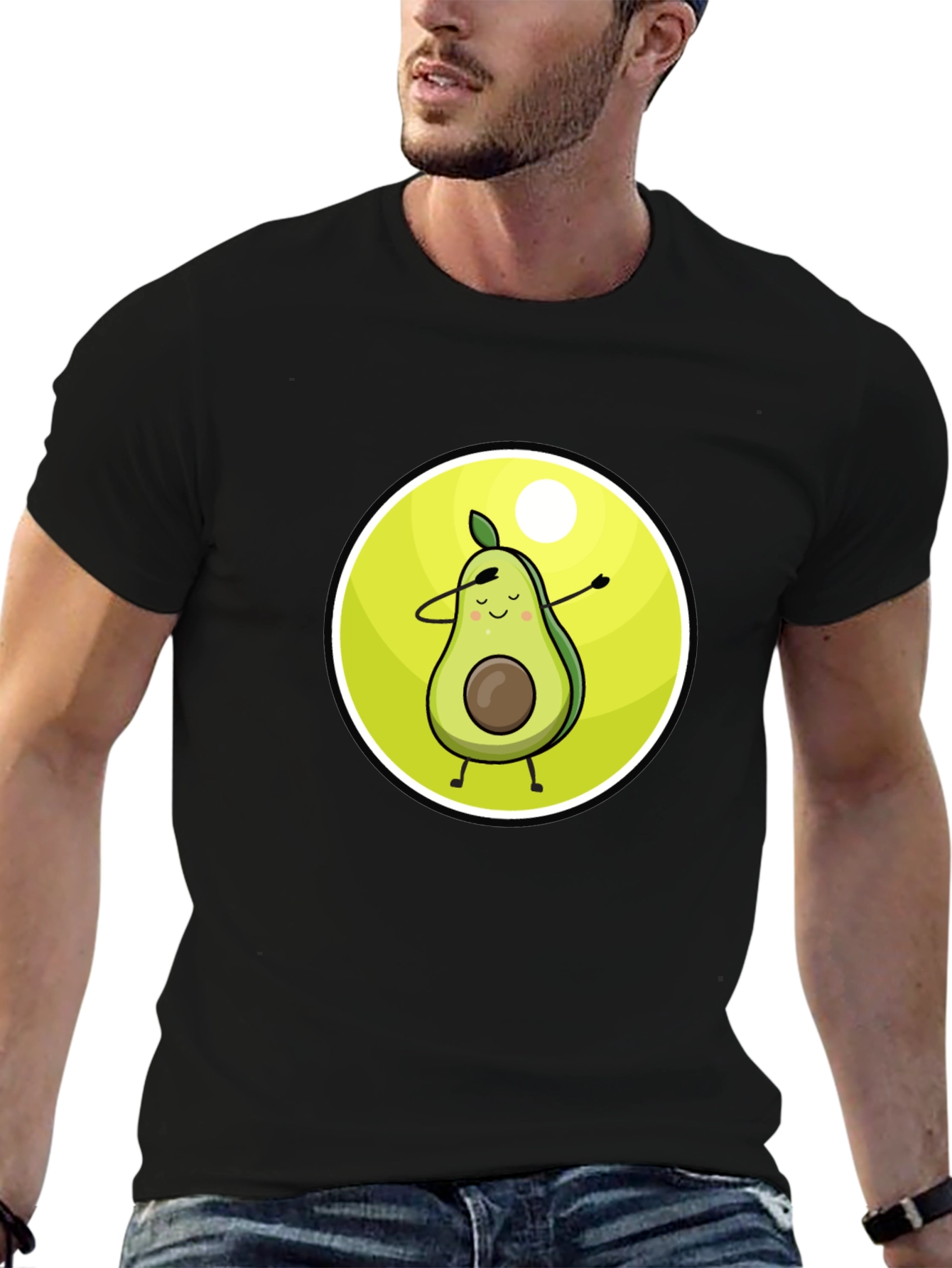Camiseta Negra con Aguacate Dabbing