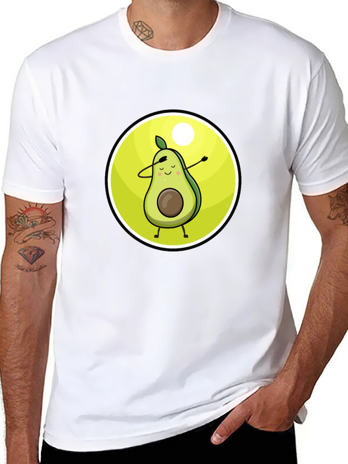 Camiseta Negra con Aguacate Dabbing