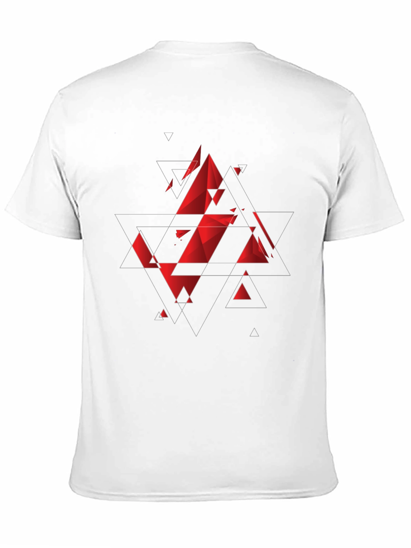 Camiseta Negra con Diseño Geométrico Rojo