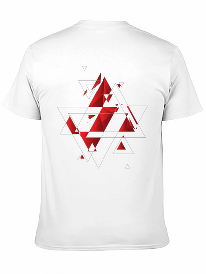 Camiseta Negra con Diseño Geométrico Rojo