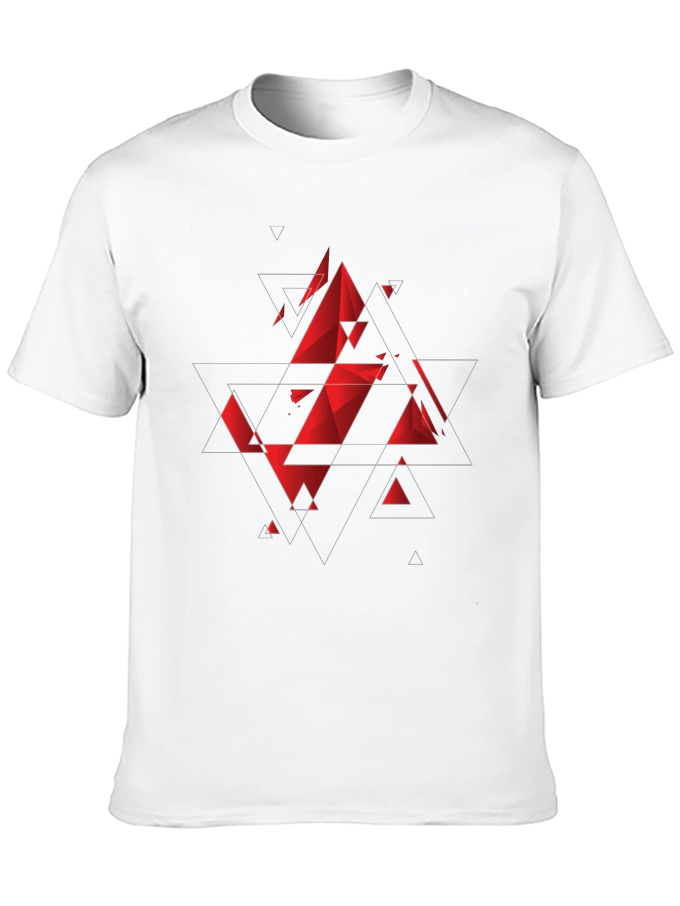 Camiseta Negra con Diseño Geométrico Rojo