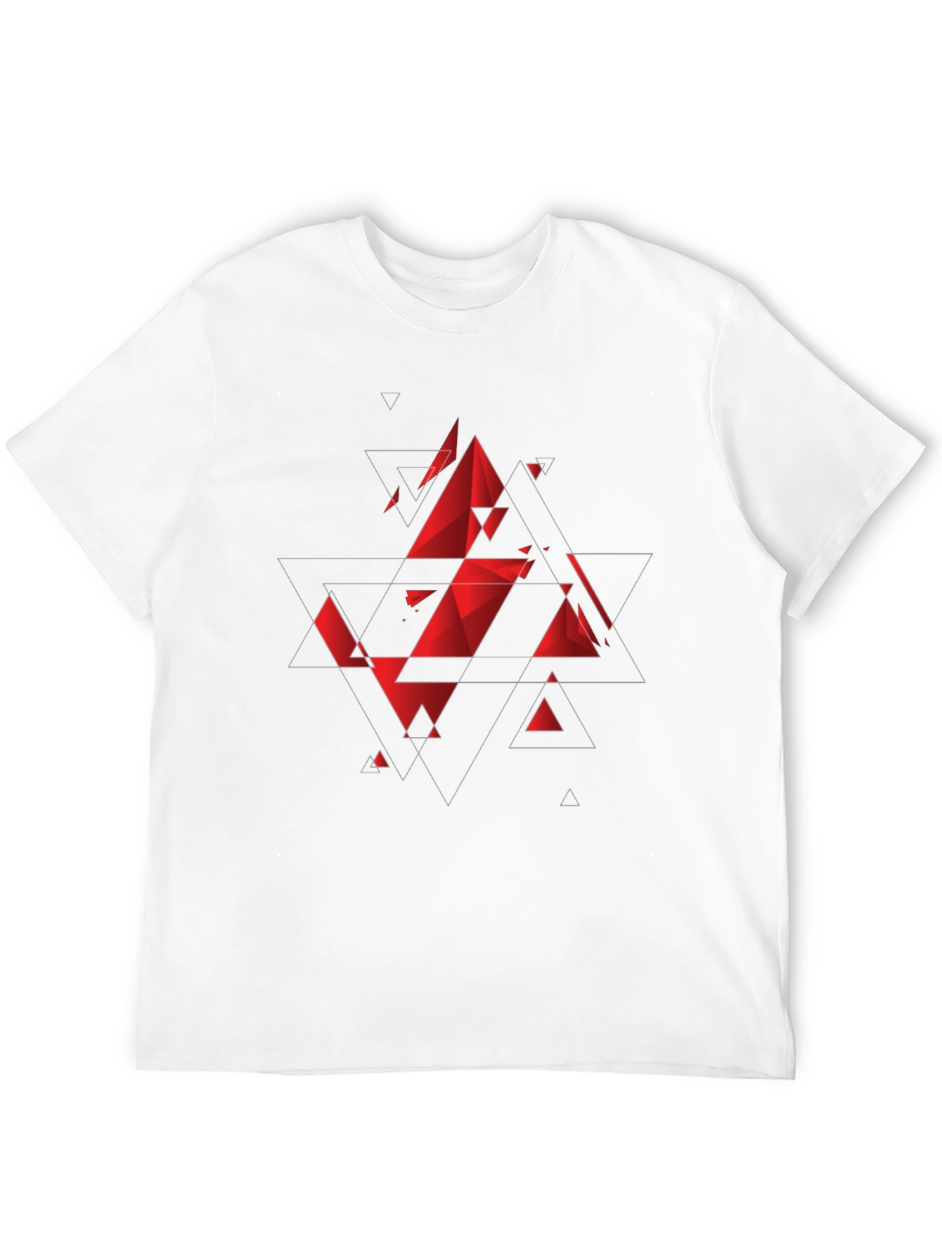 Camiseta Negra con Diseño Geométrico Rojo