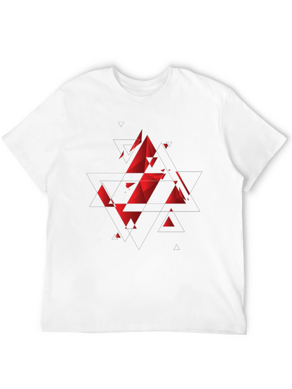 Camiseta Negra con Diseño Geométrico Rojo