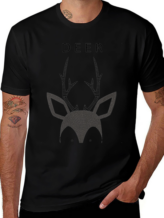 Camiseta Negra Diseño Ciervo Minimalista