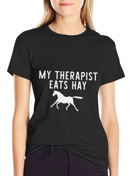 Camiseta Mi terapeuta come heno para amantes de los caballos