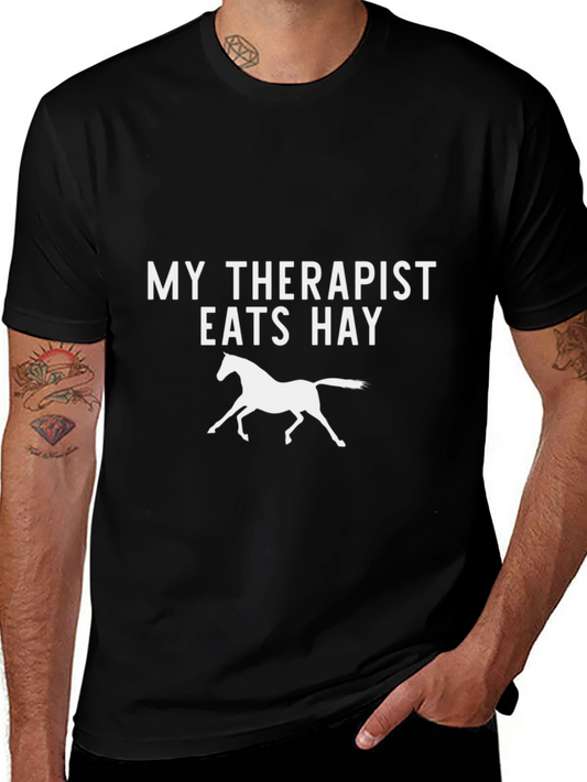 Camiseta Mi terapeuta come heno para amantes de los caballos