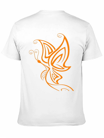 Camiseta Negra con Diseño de Mariposa Naranja
