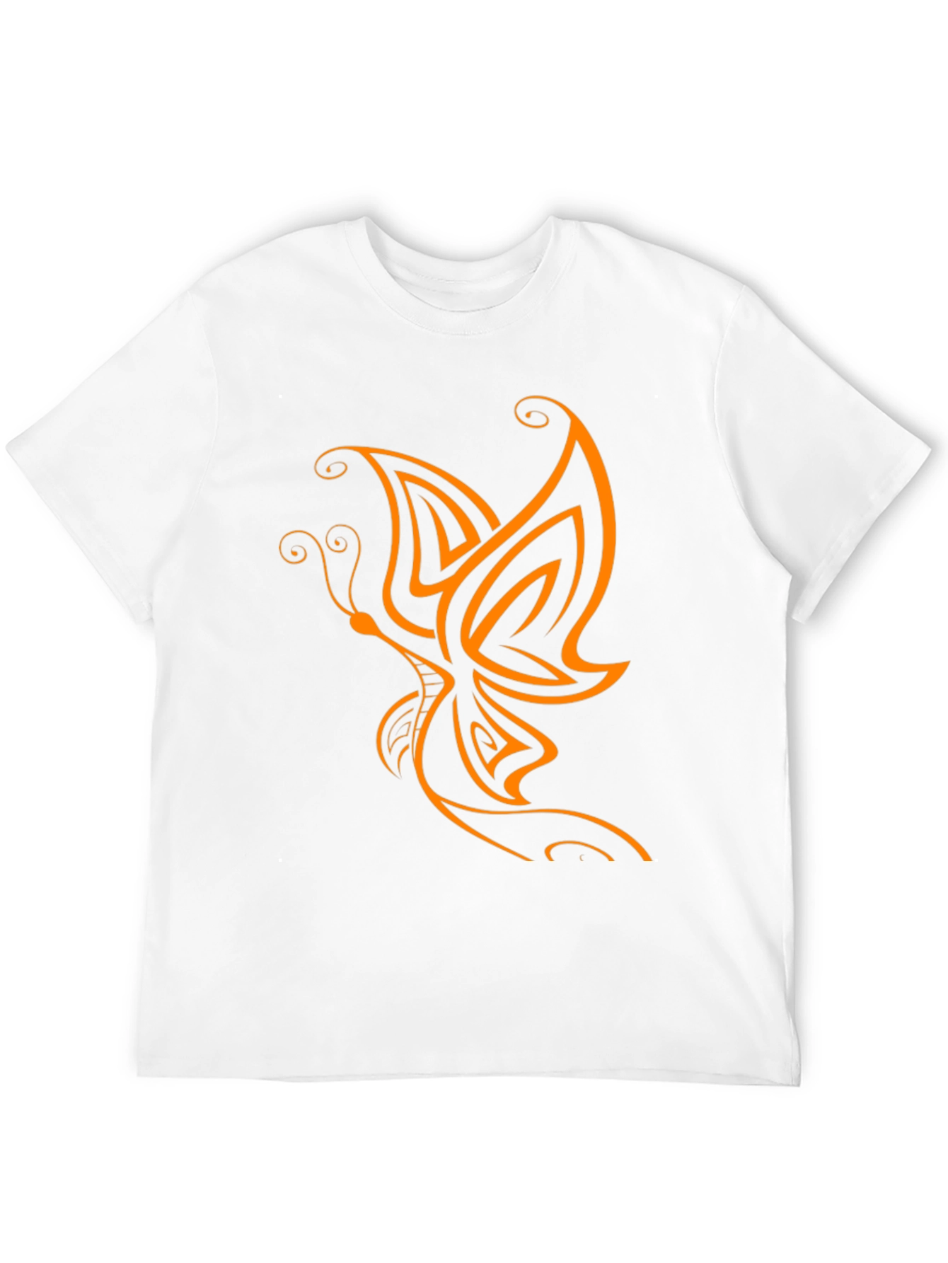Camiseta Negra con Diseño de Mariposa Naranja