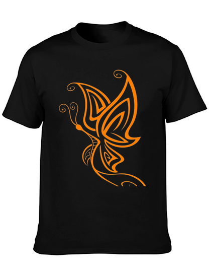 Camiseta Negra con Diseño de Mariposa Naranja