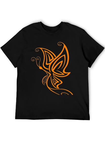Camiseta Negra con Diseño de Mariposa Naranja