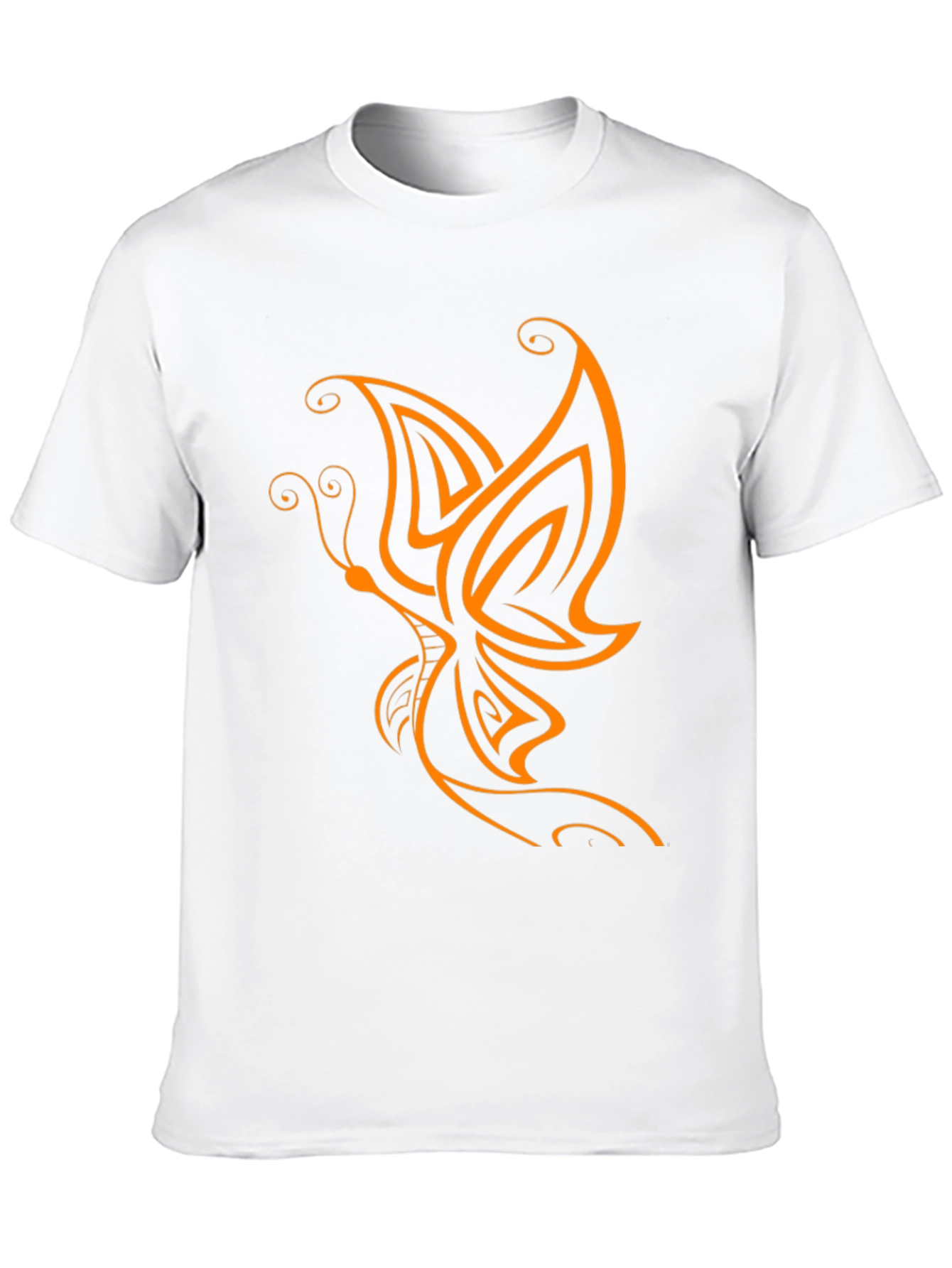 Camiseta Negra con Diseño de Mariposa Naranja
