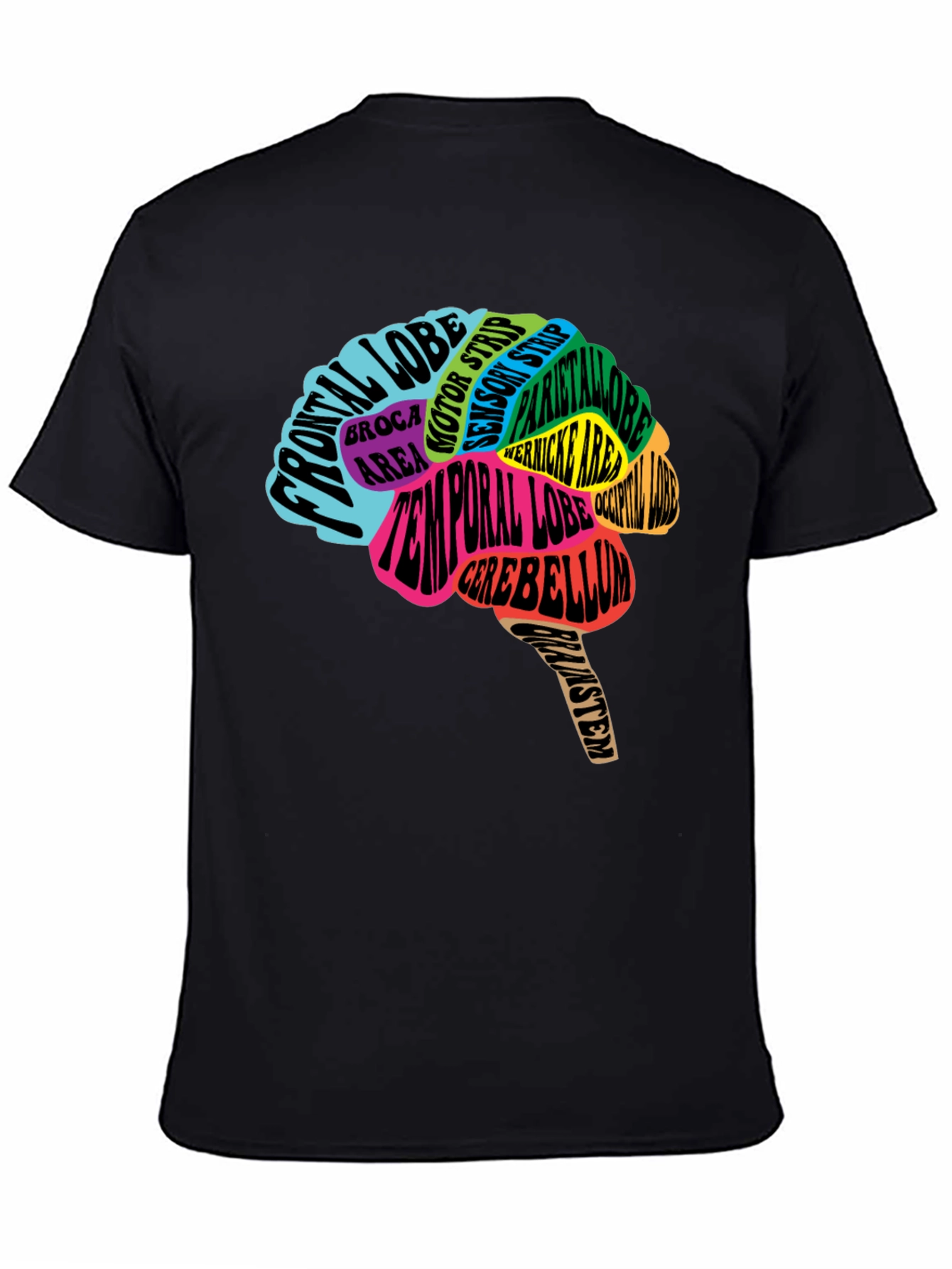 Camiseta Negra Cerebro Anatómico Neuronas Psicología