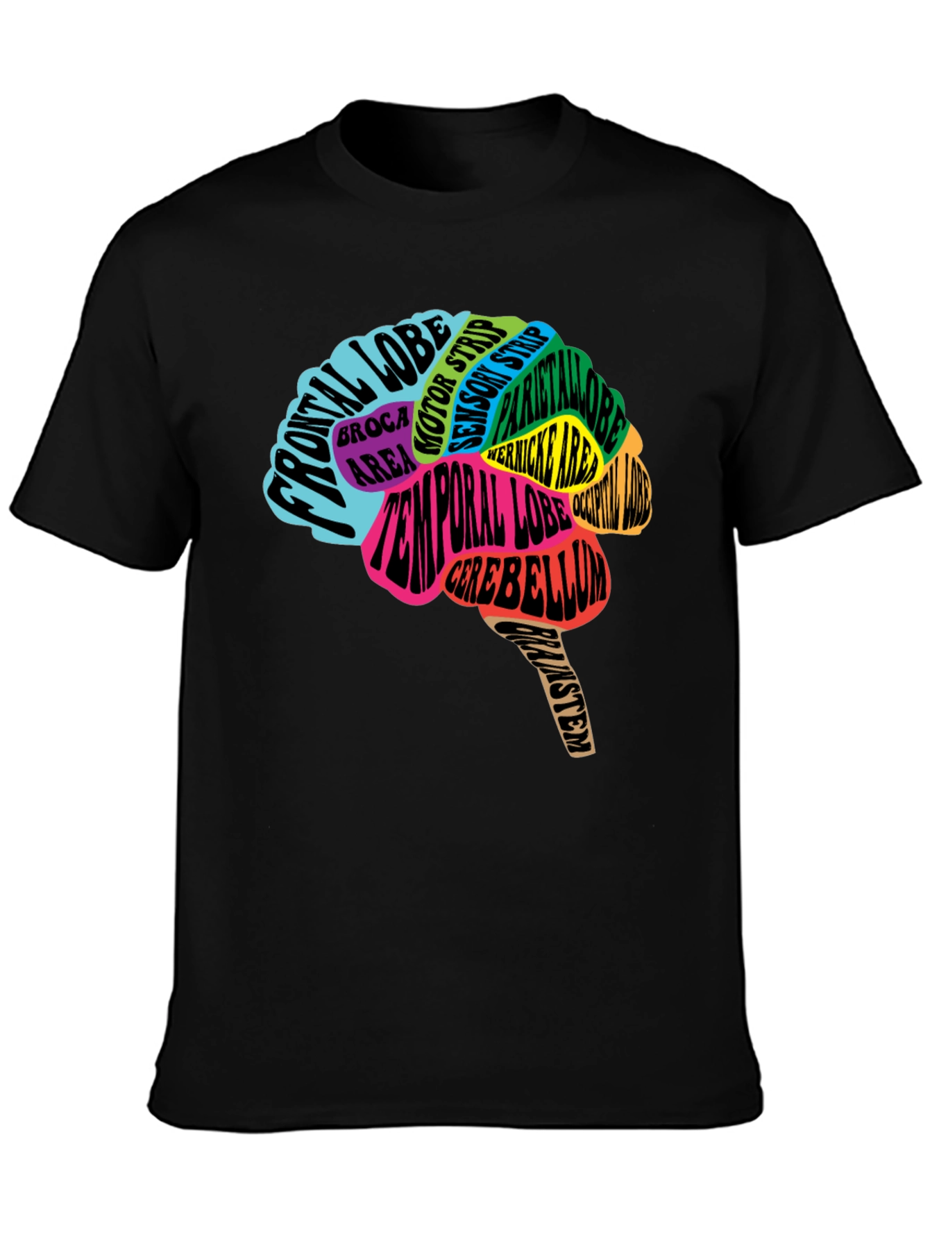 Camiseta Negra Cerebro Anatómico Neuronas Psicología