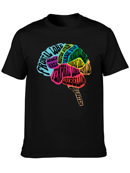 Camiseta Negra Cerebro Anatómico Neuronas Psicología