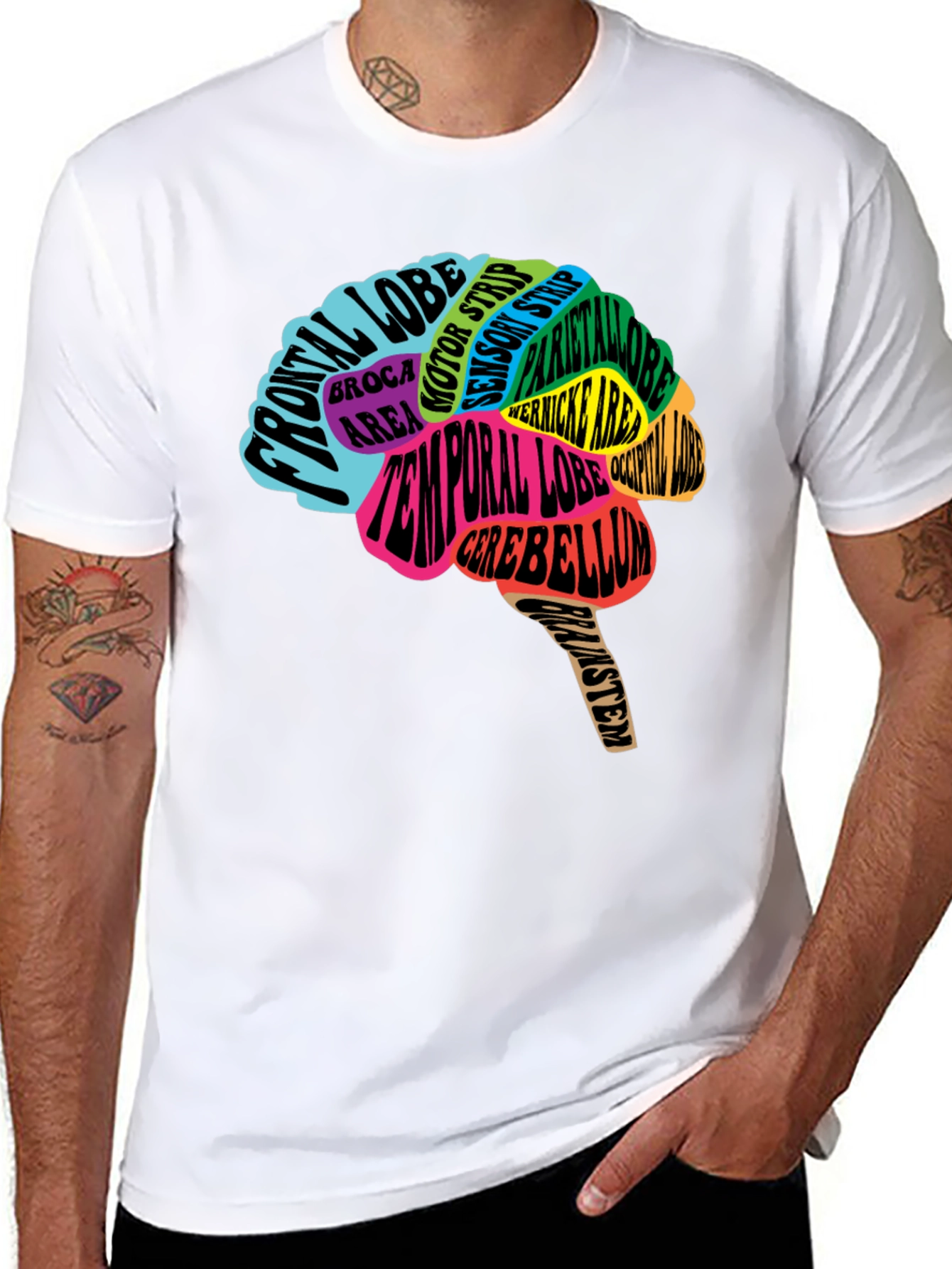 Camiseta Negra Cerebro Anatómico Neuronas Psicología