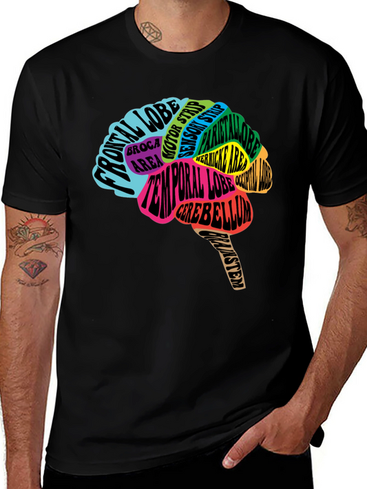 Camiseta Negra Cerebro Anatómico Neuronas Psicología