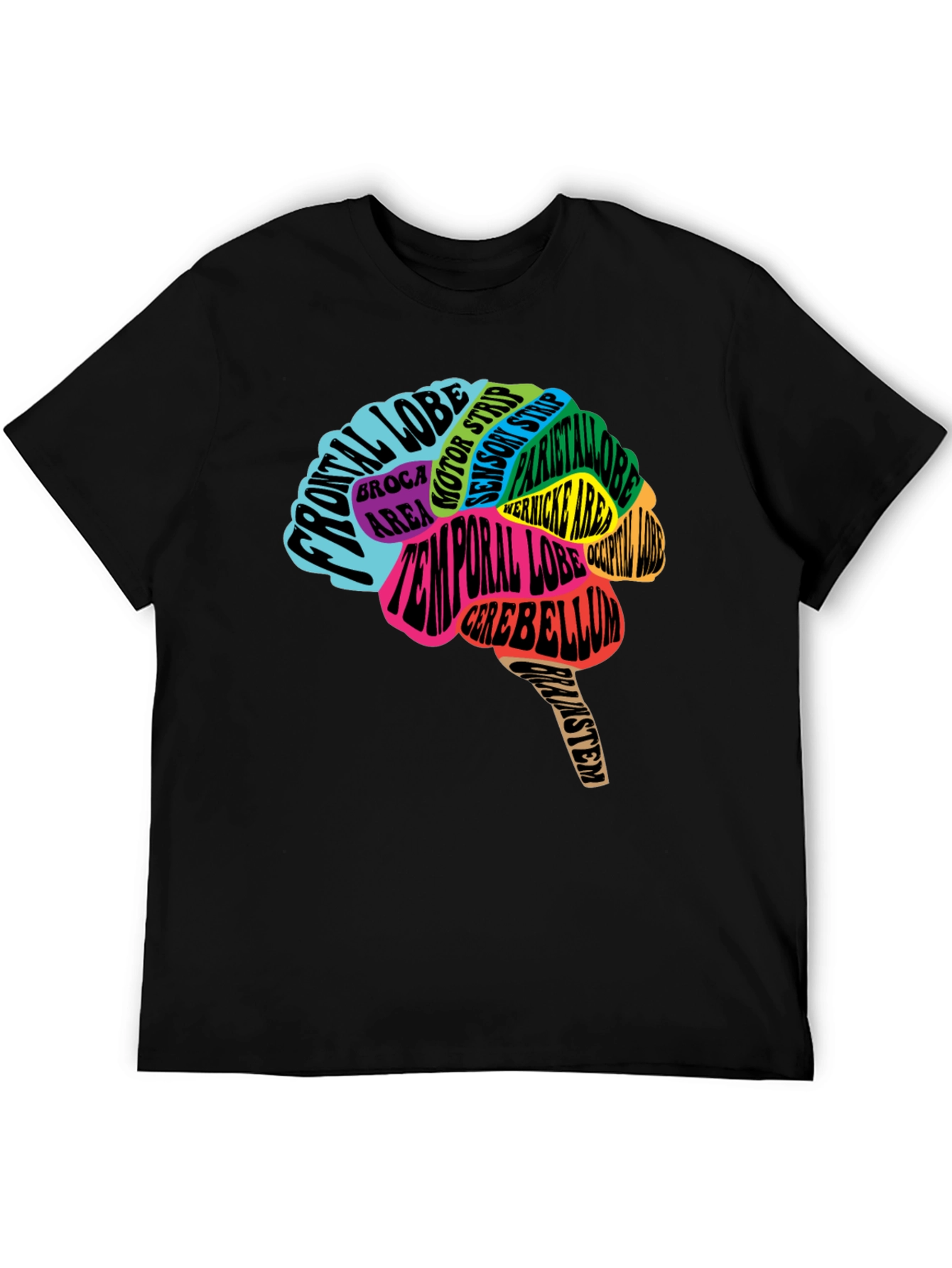 Camiseta Negra Cerebro Anatómico Neuronas Psicología