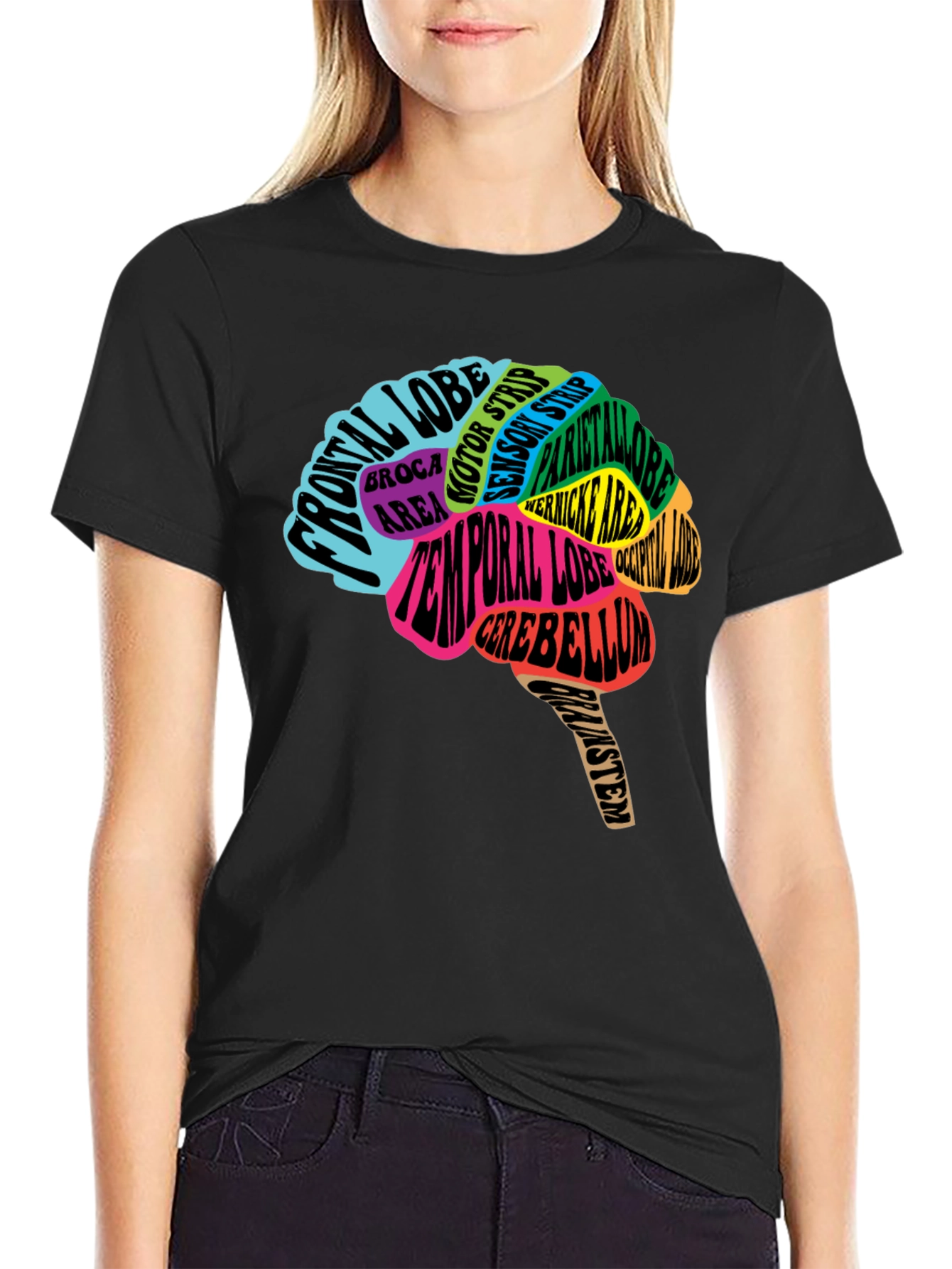 Camiseta Negra Cerebro Anatómico Neuronas Psicología