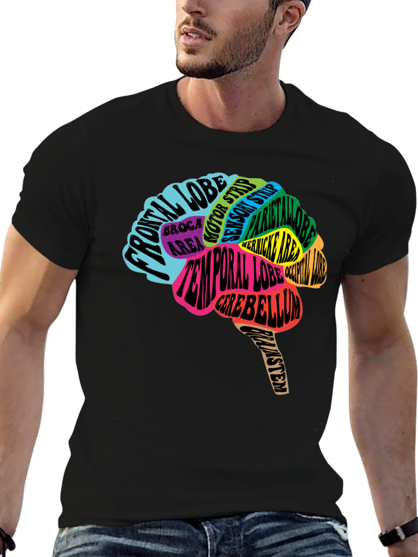 Camiseta Negra Cerebro Anatómico Neuronas Psicología