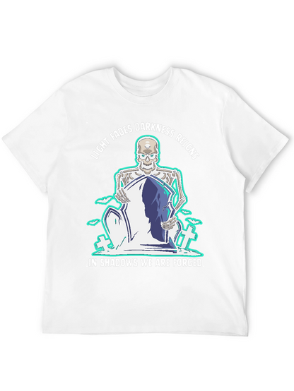 Camiseta Negra con Diseño Gótico de Esqueleto y Lema