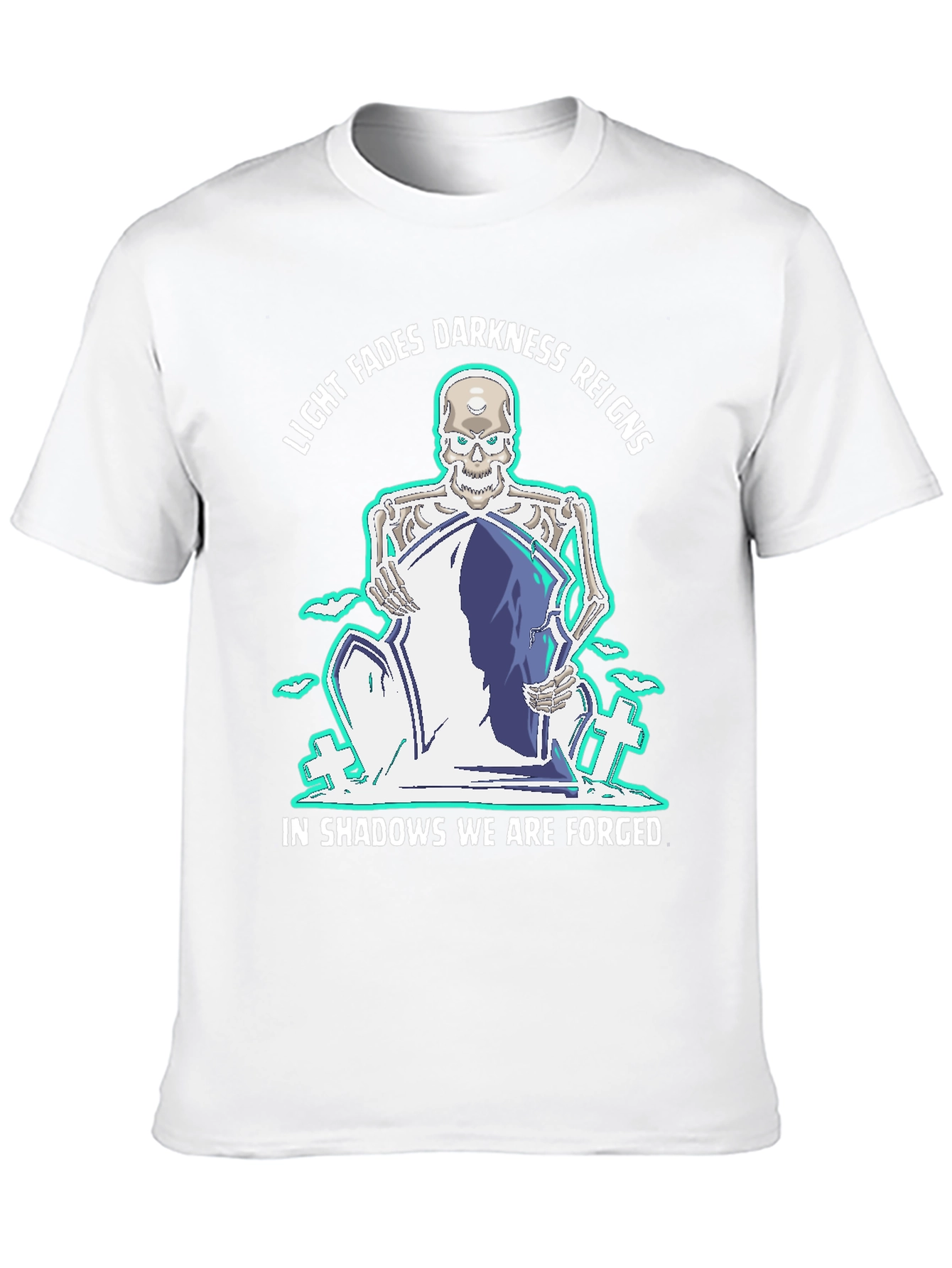 Camiseta Negra con Diseño Gótico de Esqueleto y Lema