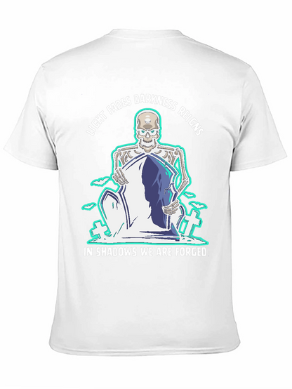 Camiseta Negra con Diseño Gótico de Esqueleto y Lema