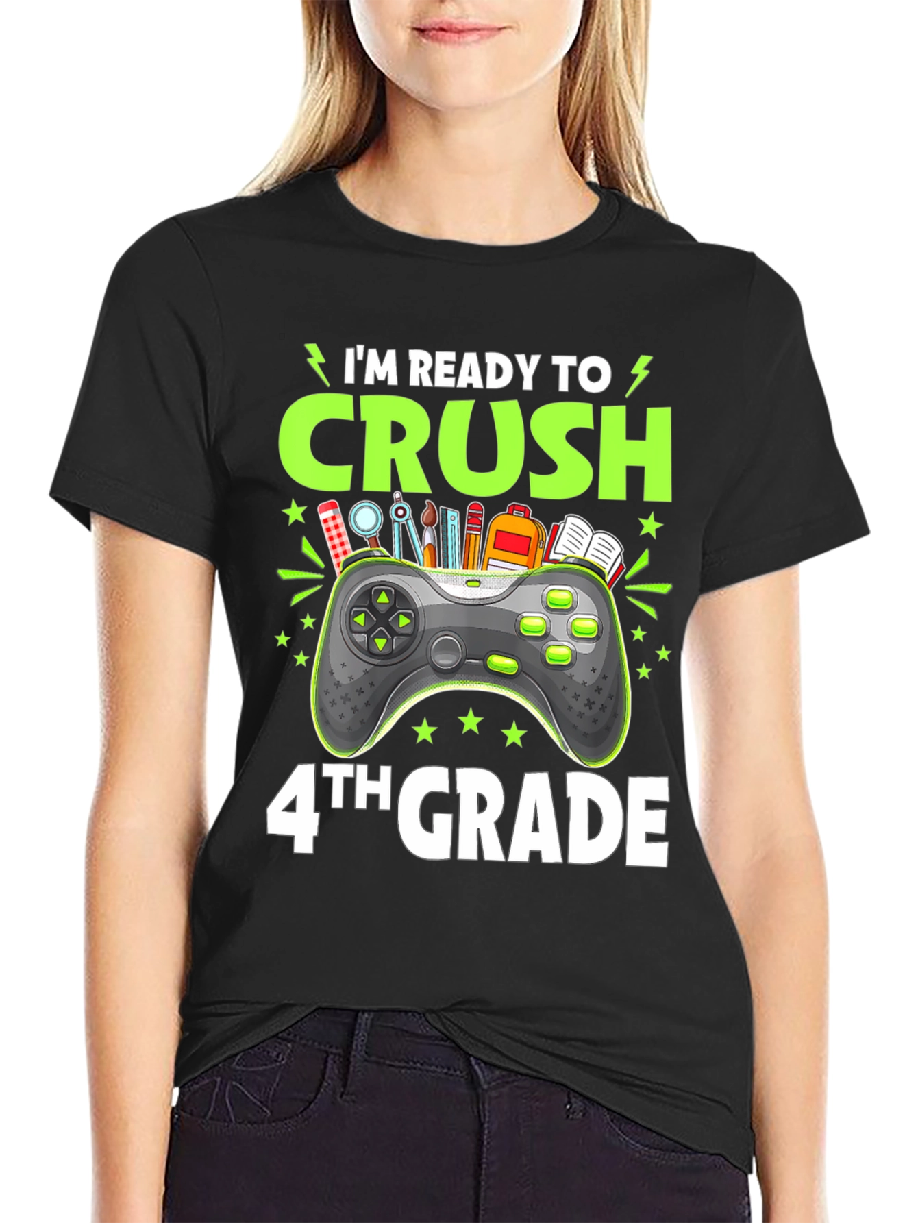 Camiseta Negra Gamer Regreso a Clases - 4to Grado