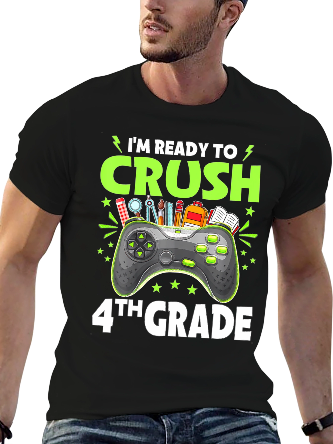 Camiseta Negra Gamer Regreso a Clases - 4to Grado