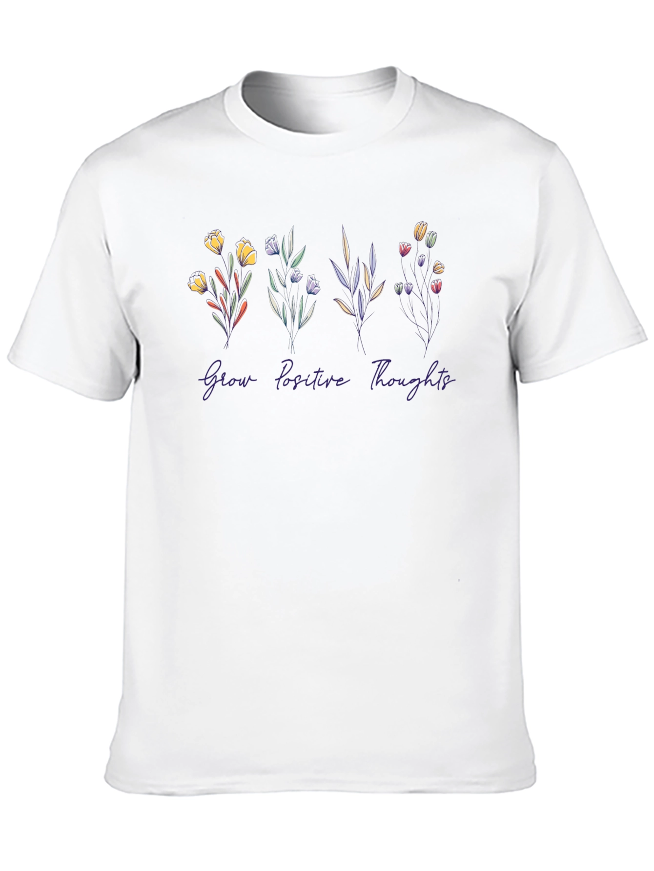Camiseta Negra Flores Pensamientos Positivos