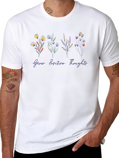 Camiseta Negra Flores Pensamientos Positivos