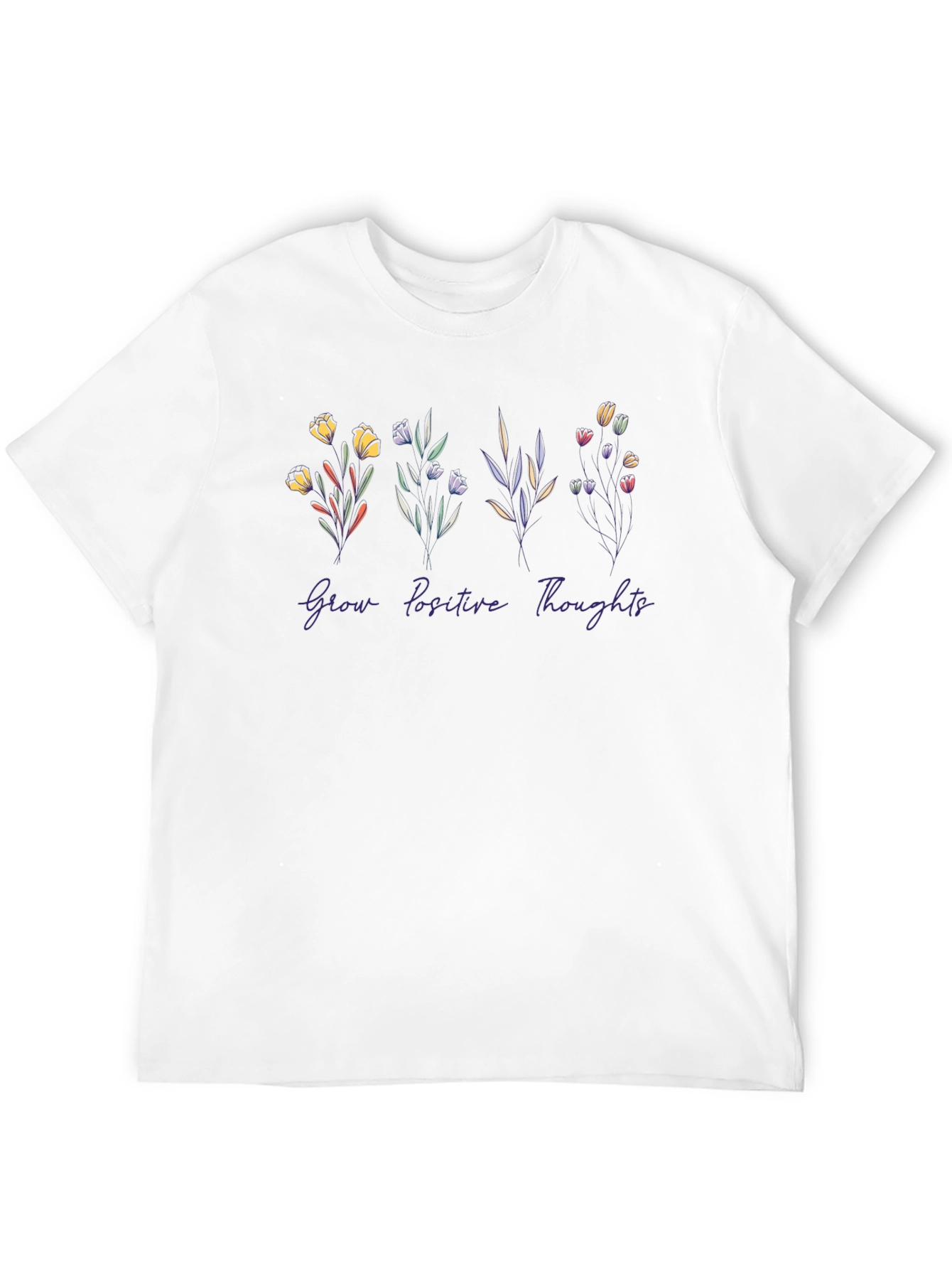 Camiseta Negra Flores Pensamientos Positivos