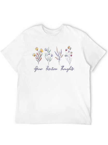 Camiseta Negra Flores Pensamientos Positivos