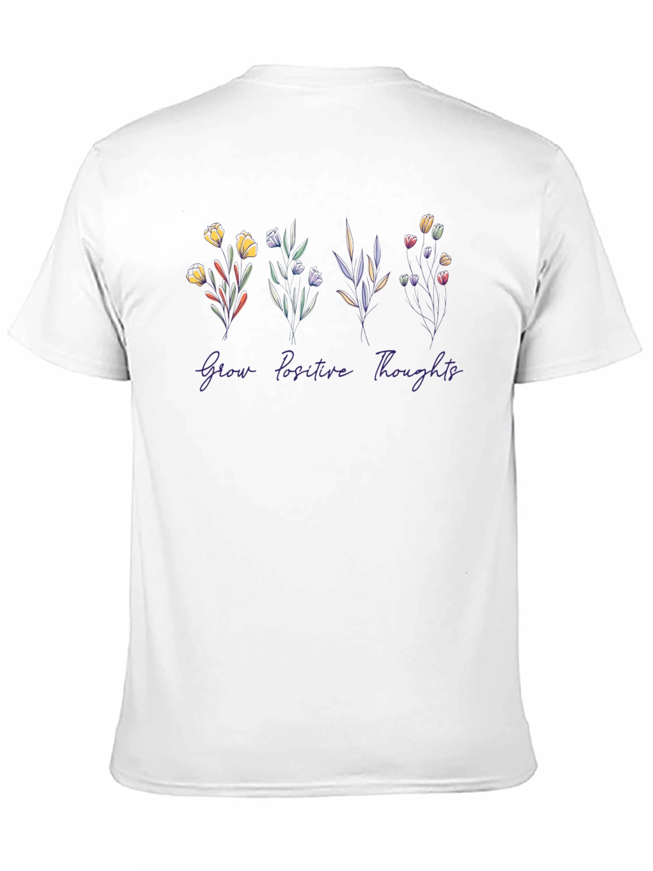 Camiseta Negra Flores Pensamientos Positivos