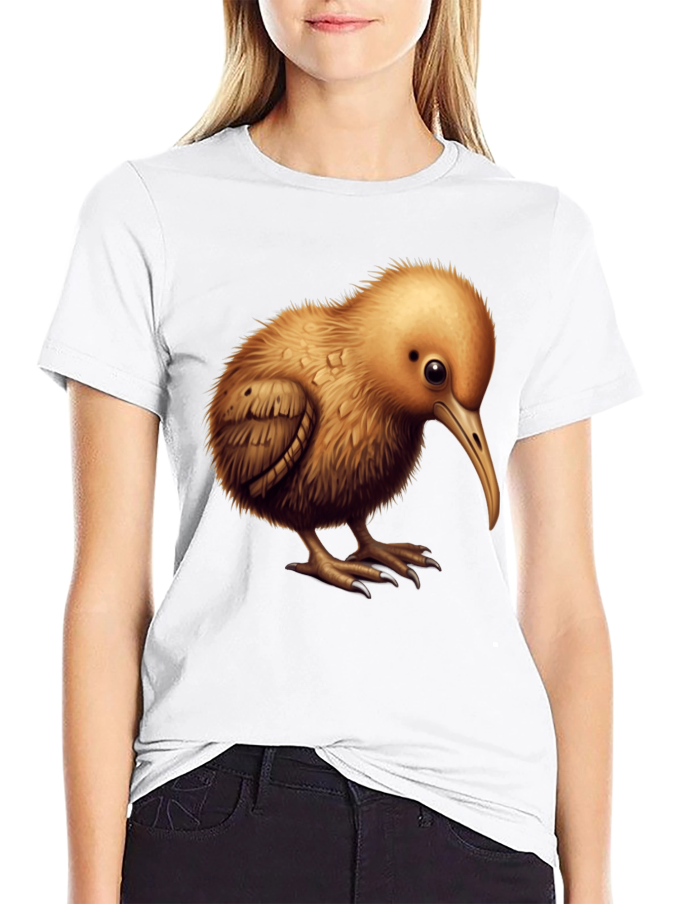 Camiseta Negra con Diseño de Kiwi