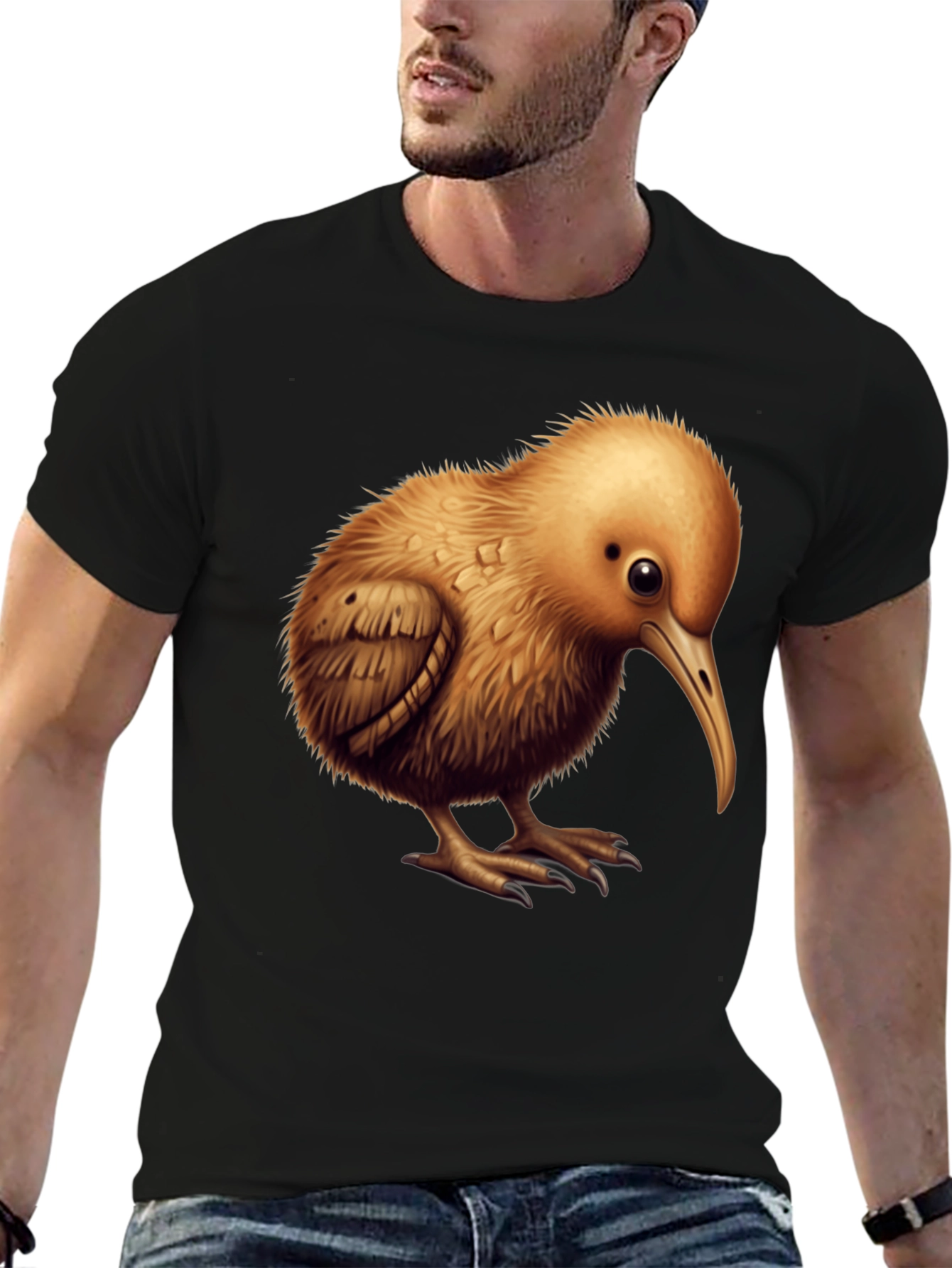 Camiseta Negra con Diseño de Kiwi