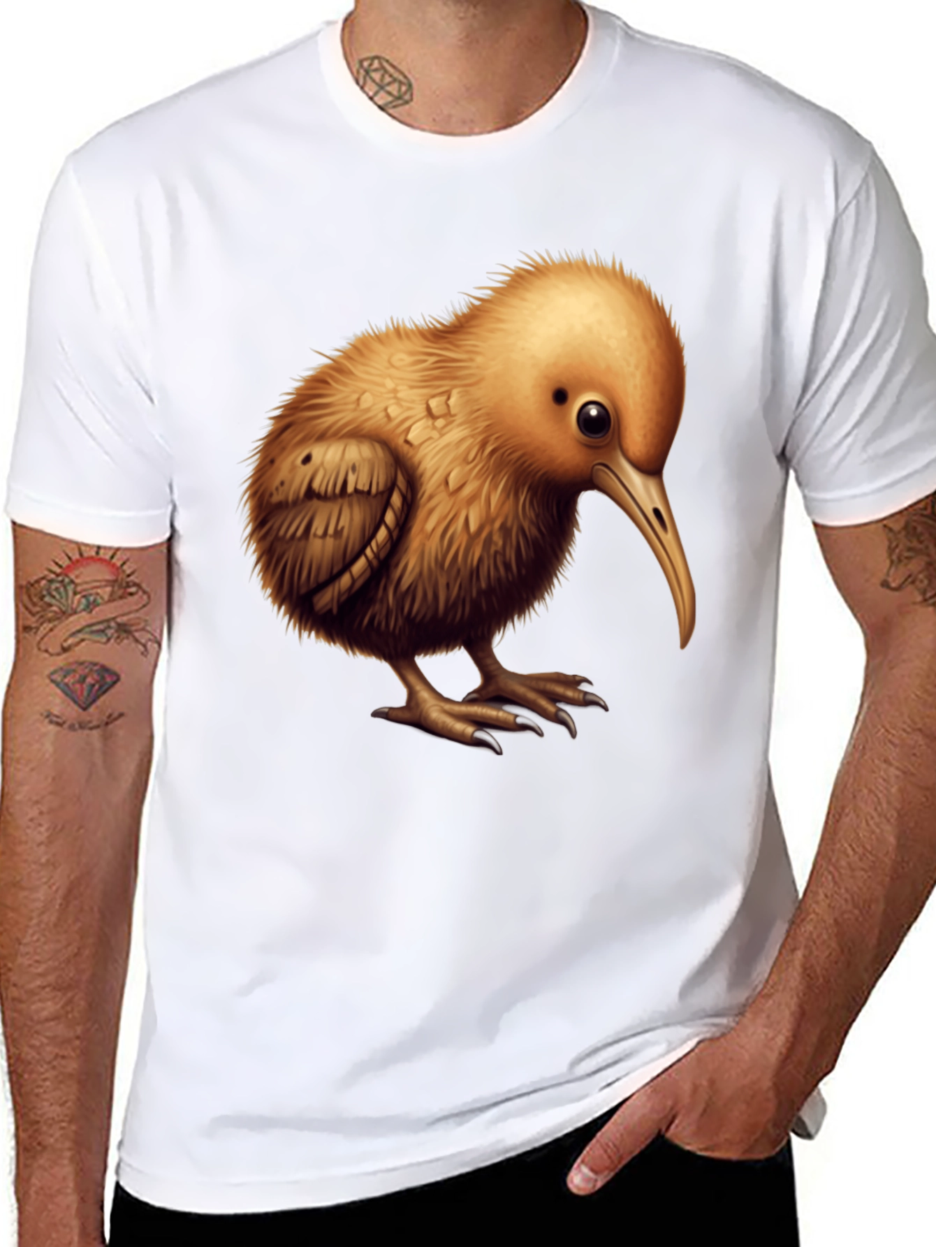 Camiseta Negra con Diseño de Kiwi