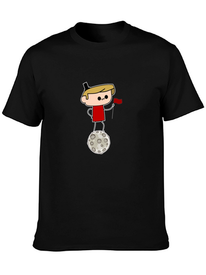 Camiseta Negra: Dibujo Astronauta en la Luna