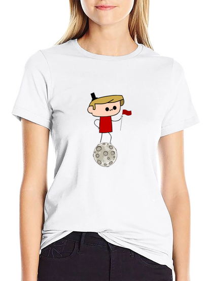 Camiseta Negra: Dibujo Astronauta en la Luna