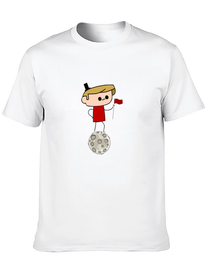 Camiseta Negra: Dibujo Astronauta en la Luna