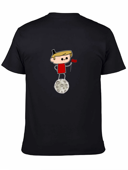 Camiseta Negra: Dibujo Astronauta en la Luna