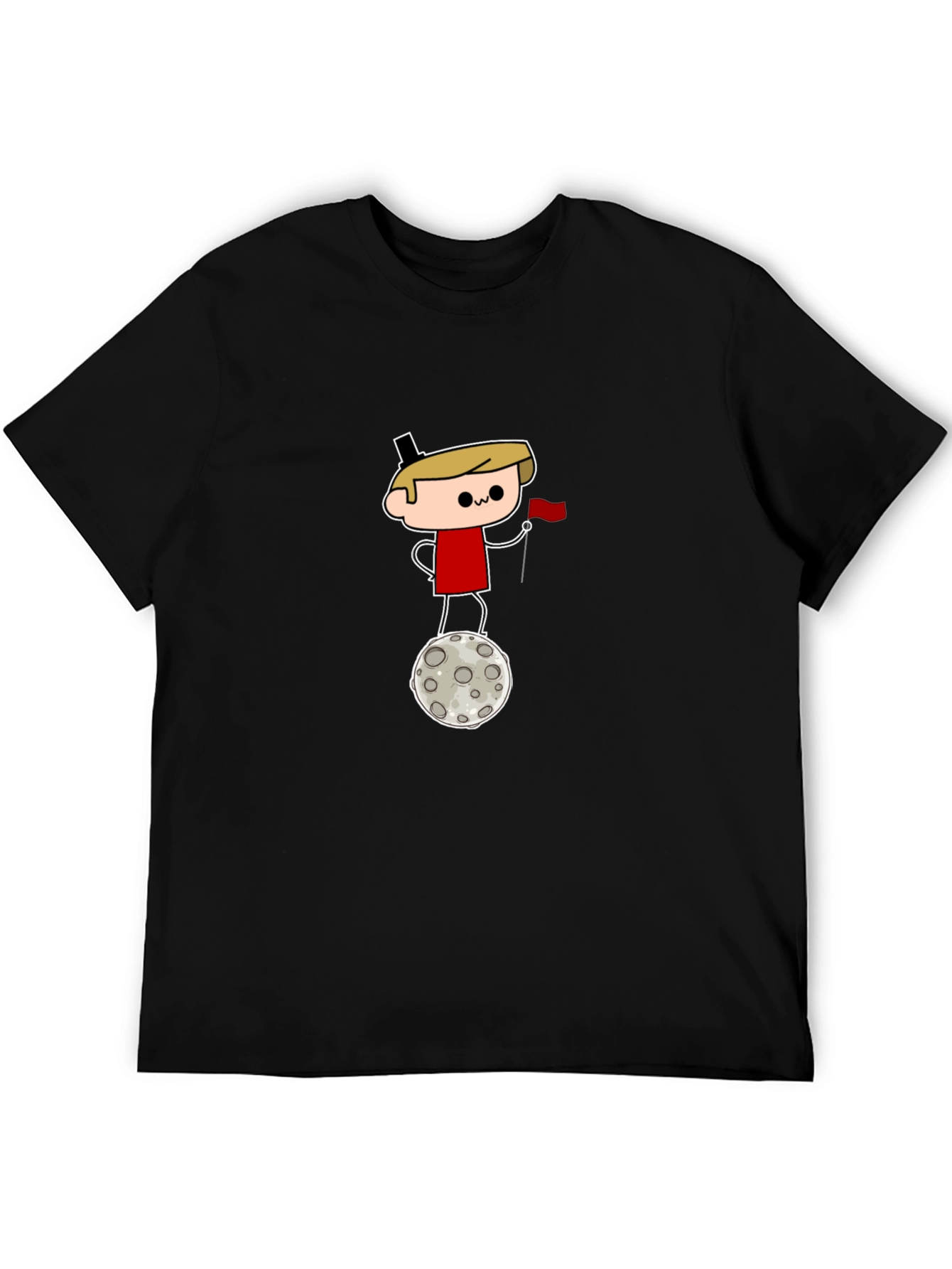 Camiseta Negra: Dibujo Astronauta en la Luna