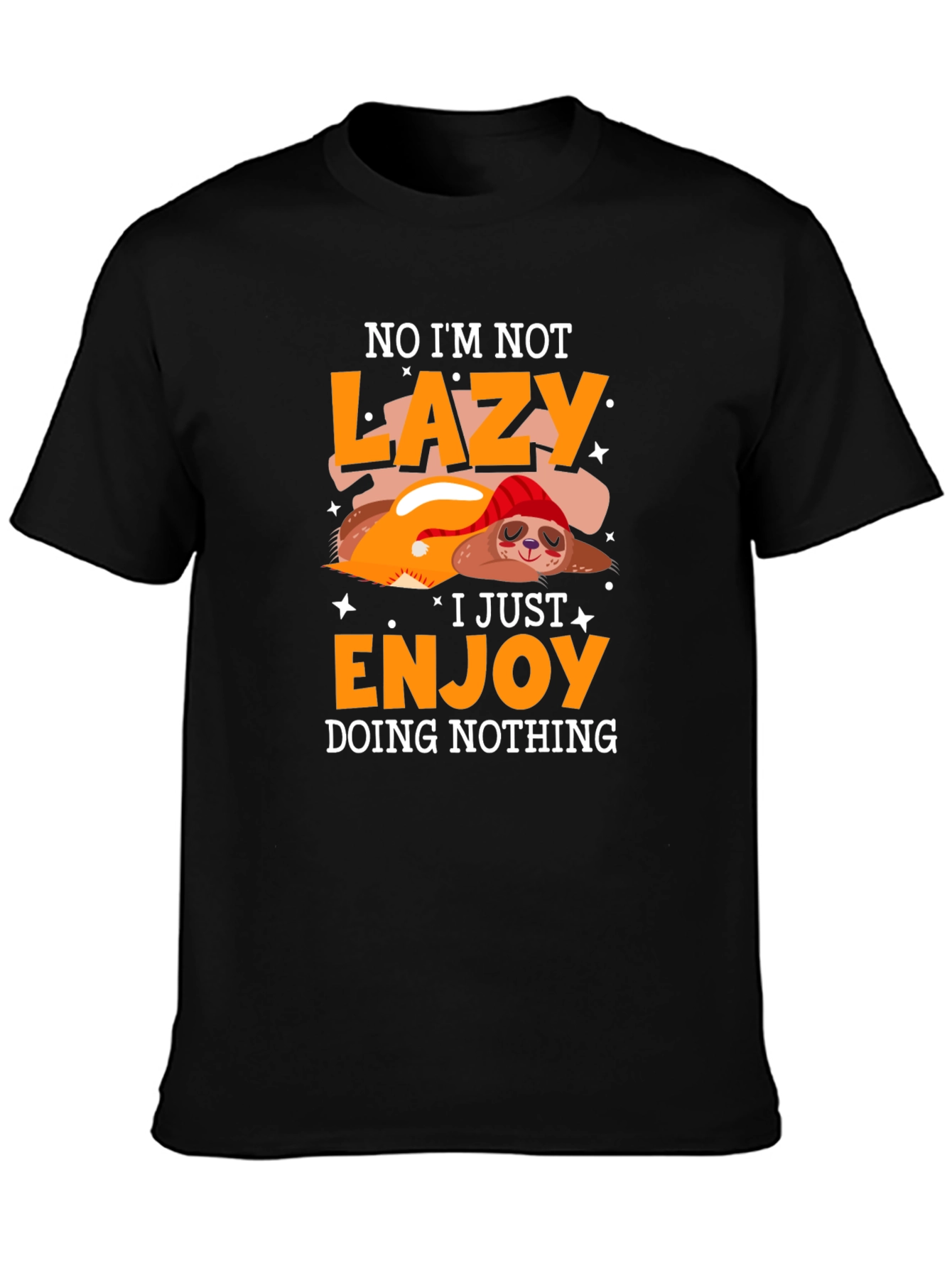 Camiseta Negra Perezosa - Disfrutando el No Hacer Nada