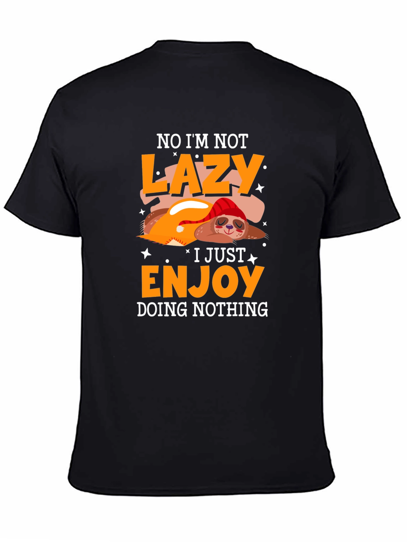 Camiseta Negra Perezosa - Disfrutando el No Hacer Nada