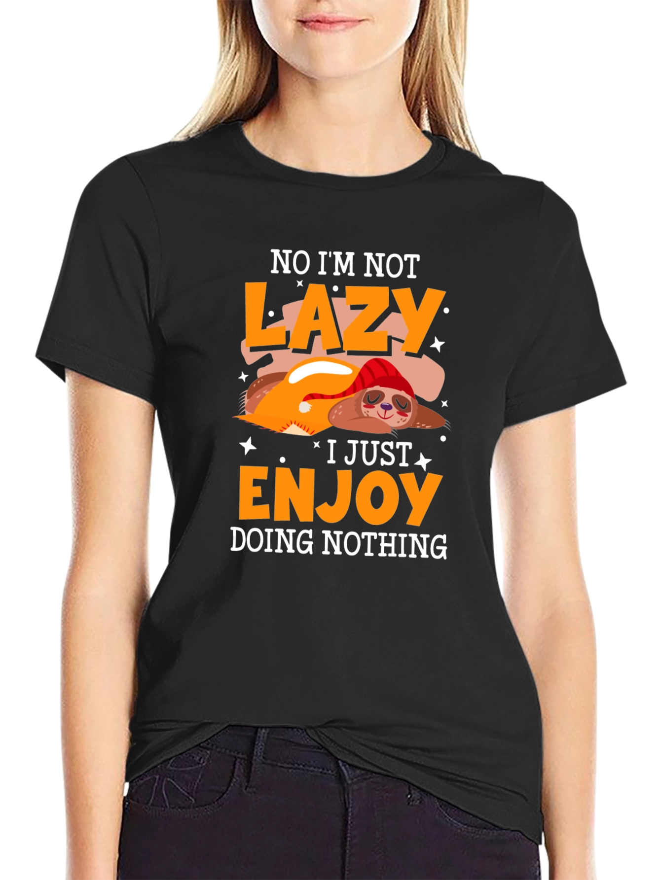 Camiseta Negra Perezosa - Disfrutando el No Hacer Nada