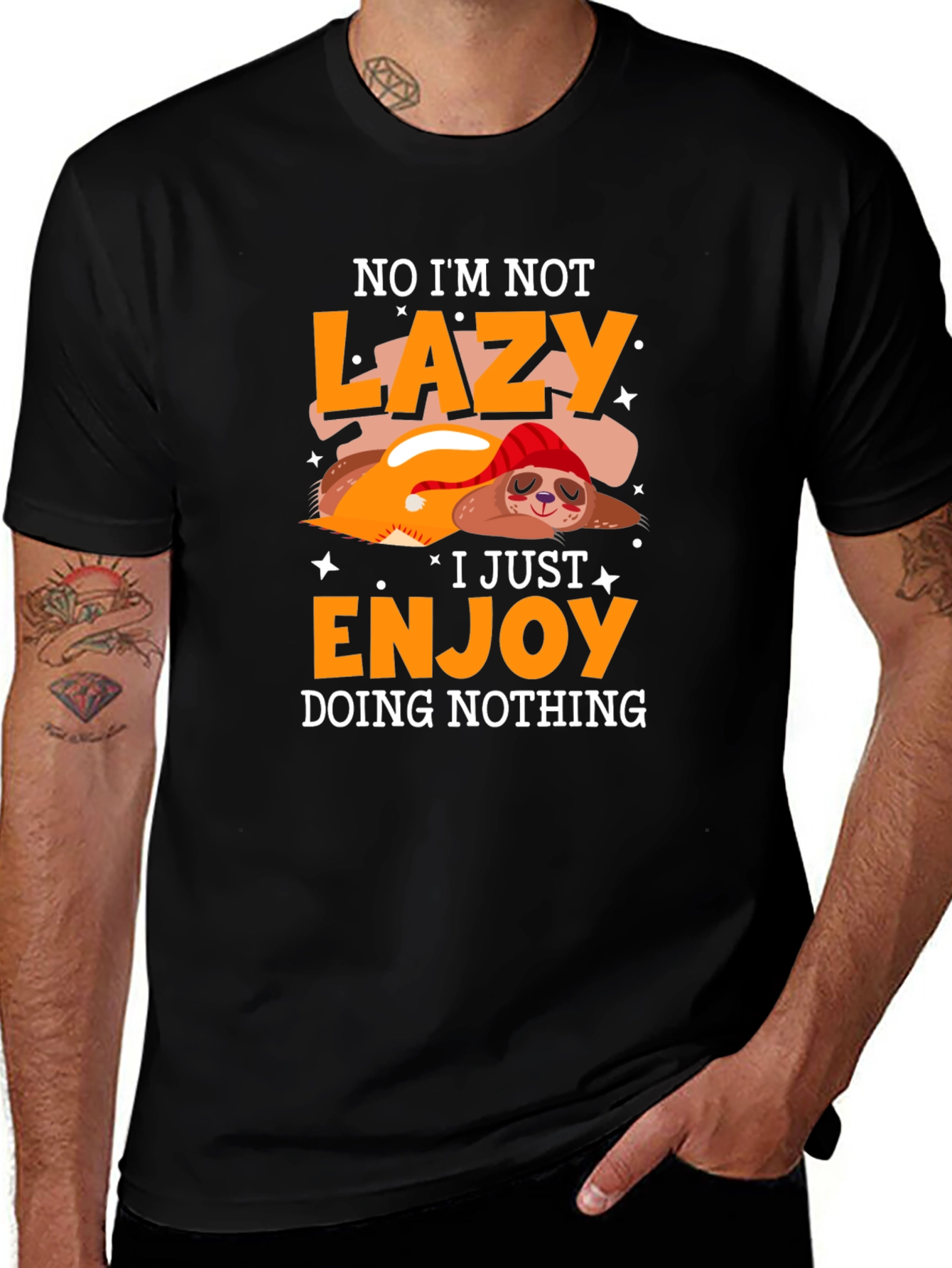 Camiseta Negra Perezosa - Disfrutando el No Hacer Nada
